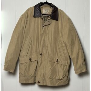 Rainforest Mens Down Filled Field Jacket Tan Leather Collar Coat Size XL